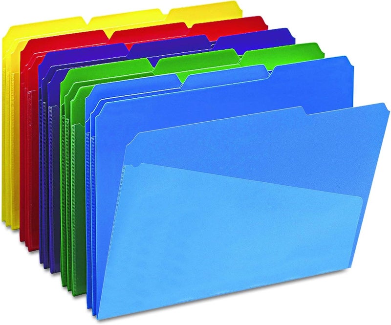 Smead Smead Poly File Folders with Pockets Set of 30 Plastic Folders for Documents 13Cut Tabs File Folders Letter Size Assorted Primary Colors Office Supplies School Supplies 10540 - Image 4