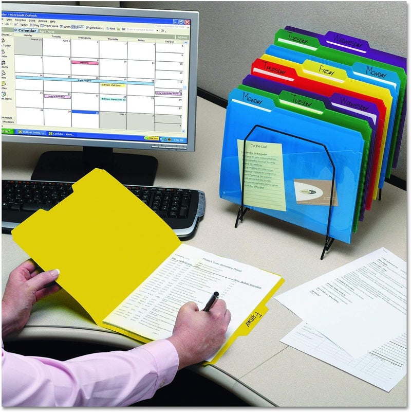 Smead Smead Poly File Folders with Pockets Set of 30 Plastic Folders for Documents 13Cut Tabs File Folders Letter Size Assorted Primary Colors Office Supplies School Supplies 10540 - Image 5