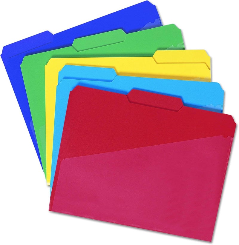 Smead Smead Poly File Folders with Pockets Set of 30 Plastic Folders for Documents 13Cut Tabs File Folders Letter Size Assorted Primary Colors Office Supplies School Supplies 10540 - Image 3