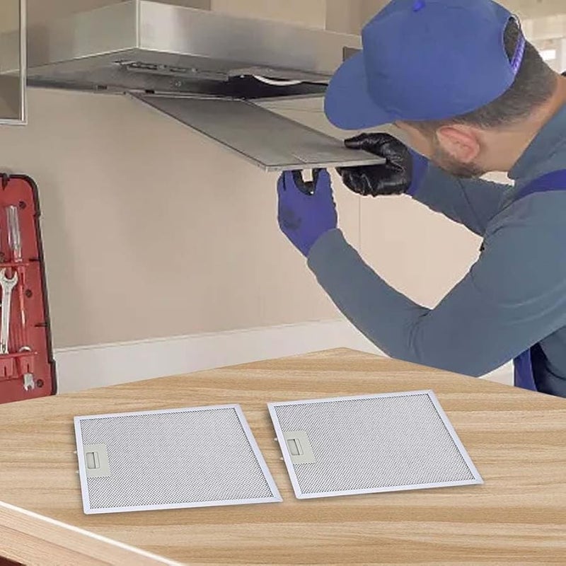 2 قطعة من مرشح شحم هود المدى من الألومنيوم مقاس 330x230x9 مم، شبكة معدنية من 5 طبقات، سهل التركيب - Image 5