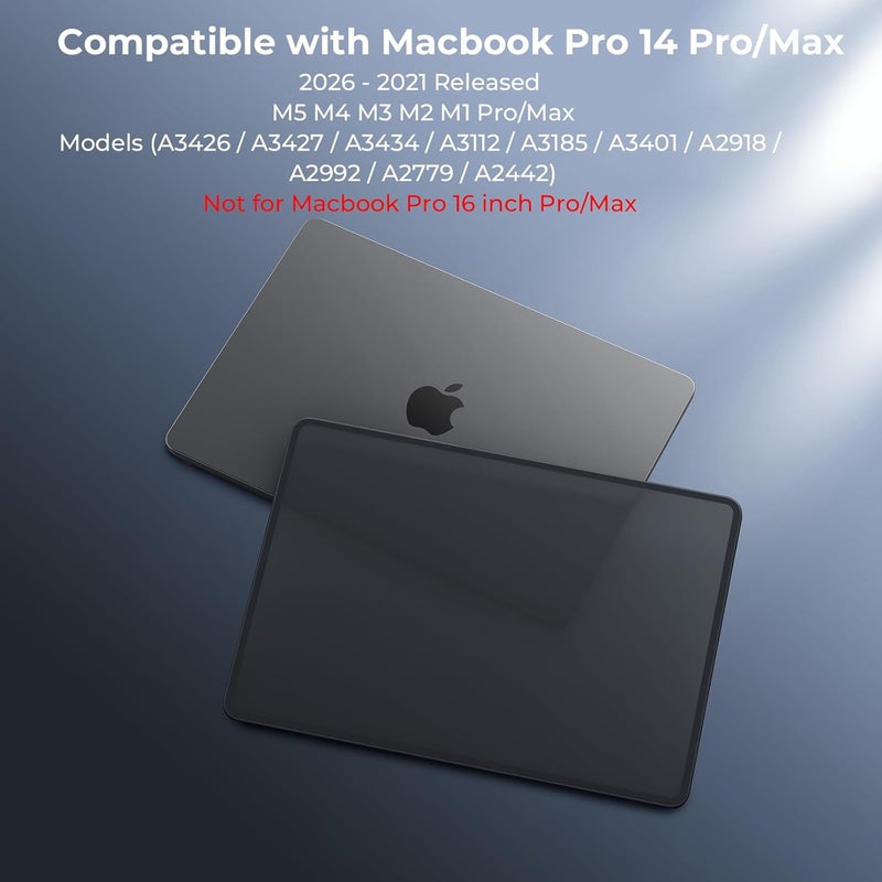 BlueSwan Case compatible for 2025 2021-2024 MacBook Pro 14 inch M5 A3434 A3426 A3427 M4 A3112 A3185 A3401 M3 A2918 A2992 M2 A2779 M1 A2442 Pro/Max, TPU+ Matte Protective Cover, Frosted Black - Image 3