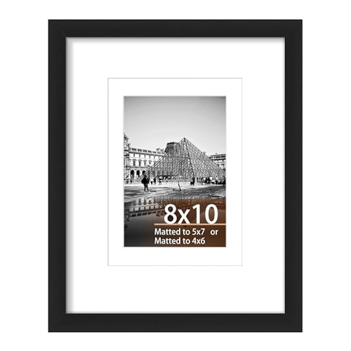 YCCXBW 8x10 Picture Frame Display Photo 5x7 and 4x6 With Mat Signature Diamond Art Painting Plexiglass Engineered Wood Frame For Table Top and Wall Mounting(Black, 8X10 MDF) - Image 1