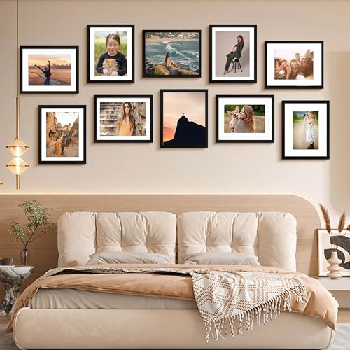 YCCXBW 8x10 Picture Frame Display Photo 5x7 and 4x6 With Mat Signature Diamond Art Painting Plexiglass Engineered Wood Frame For Table Top and Wall Mounting(Black, 8X10 MDF) - Image 5