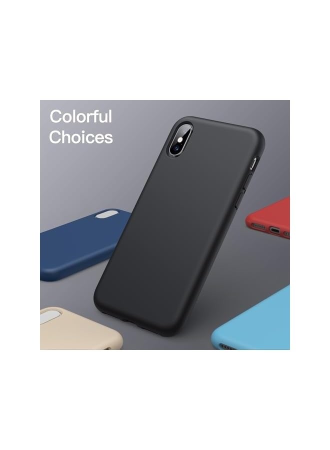 جي تيك جراب سيليكون لجهاز iPhone X وiPhone XS مقاس 5.8 بوصة، جراب واقٍ كامل الجسم ناعم الملمس، غطاء مقاوم للصدمات مع بطانة من الألياف الدقيقة (أسود) - Image 5