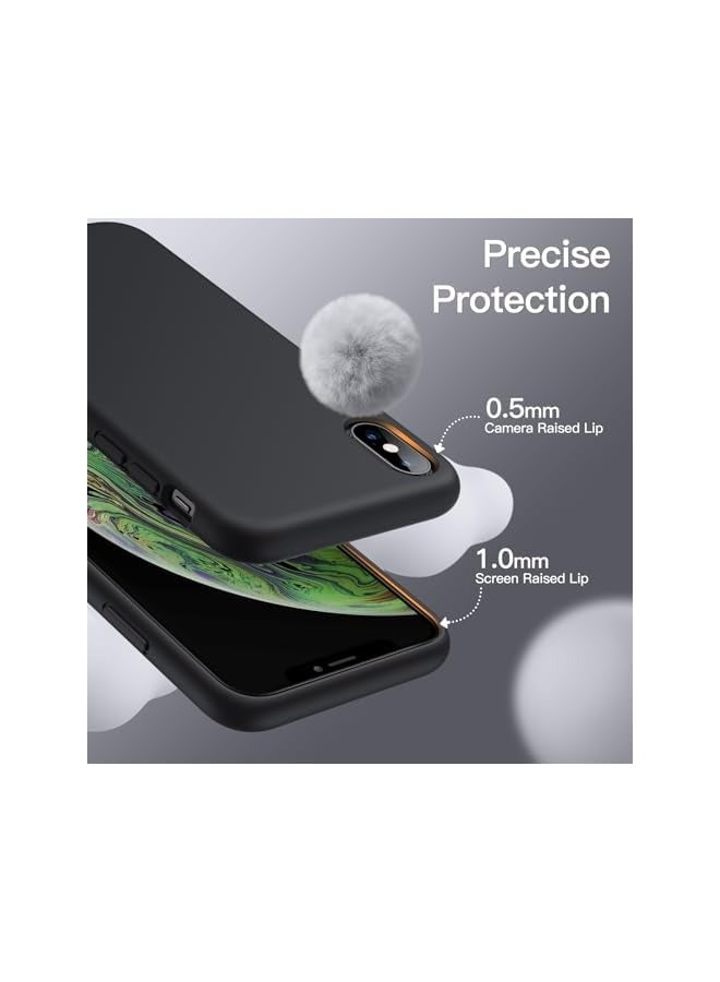 جي تيك جراب سيليكون لجهاز iPhone X وiPhone XS مقاس 5.8 بوصة، جراب واقٍ كامل الجسم ناعم الملمس، غطاء مقاوم للصدمات مع بطانة من الألياف الدقيقة (أسود) - Image 4