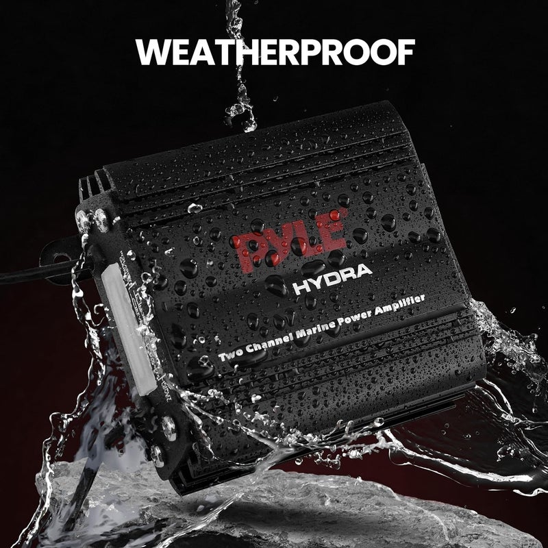 Pyle 2-Channel Marine Amplifier, 400W Waterproof Amplifier for Boat Stereo Systems, Compact Marine Audio Amplifier with Wired Volume Control, RCA/AUX/MP3 Input, Weatherproof Design for Outdoor Use - Image 3