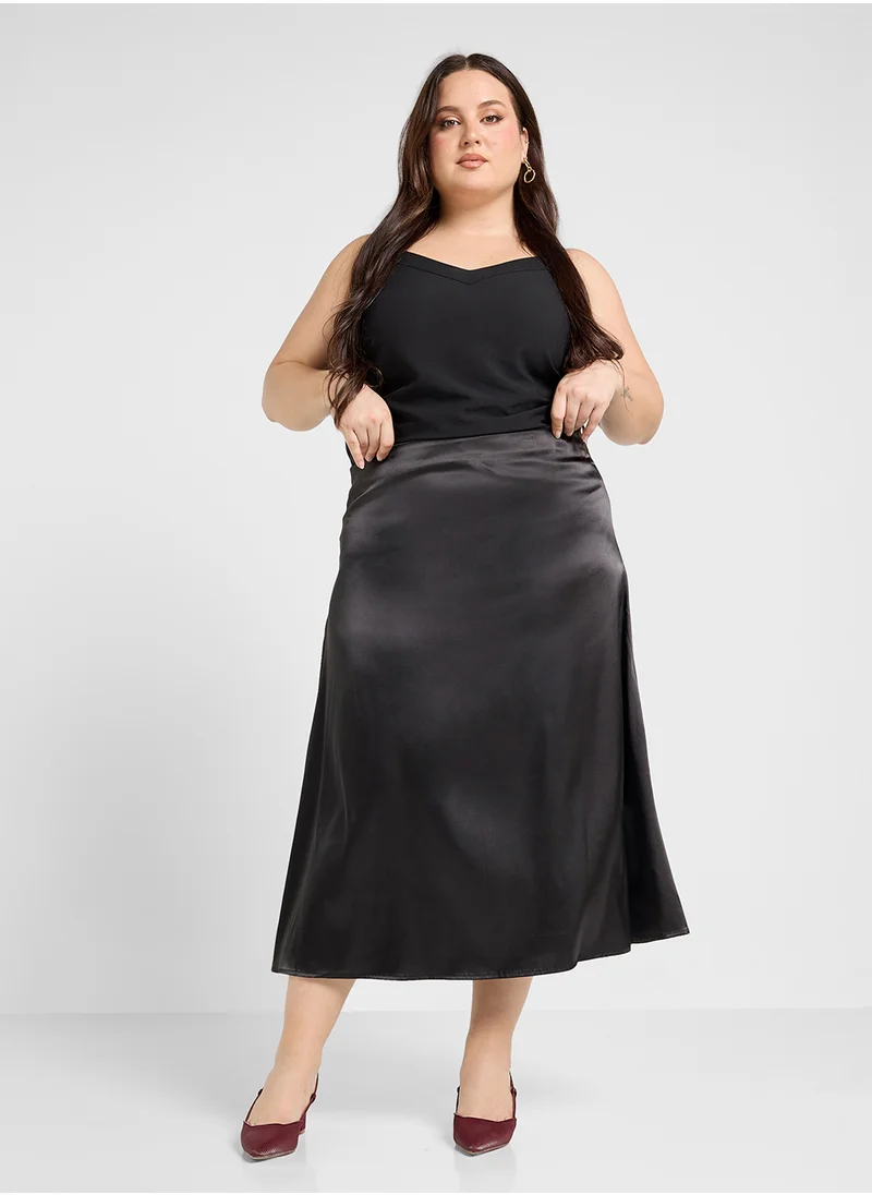 Ginger Plus Satin A Line Skirt