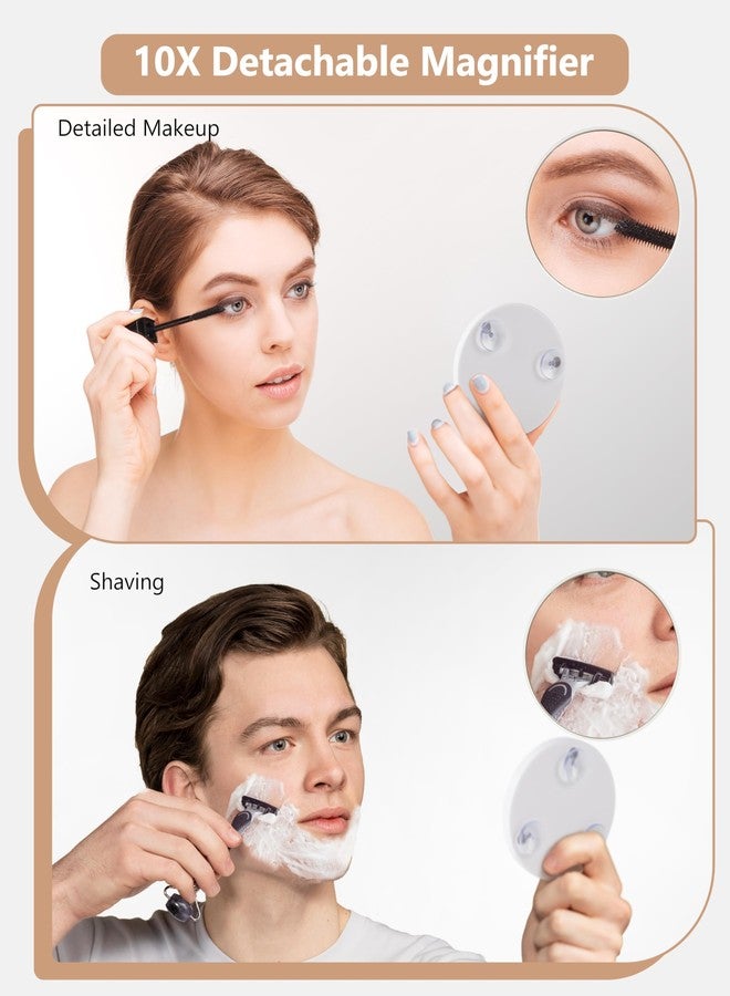 Star Vision مرآة هوليوود الكبيرة المضاءة 2 في 1 من ستار فيجن ومنظم مجوهرات، 3 درجات لونية وضوء قابل للتعتيم، أدراج بطبقتين، سطح PU مع خياطة، تشمل مرآة تكبير 10X، بيضاء - Image 5