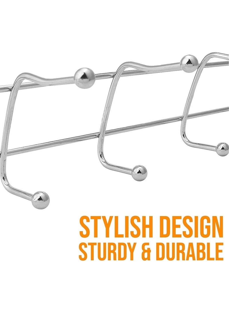 Metal Over Door Hanger with 6 Double Hooks – Stylish Silver Finish – Strong and Practical Organizer for Small Spaces - Image 5