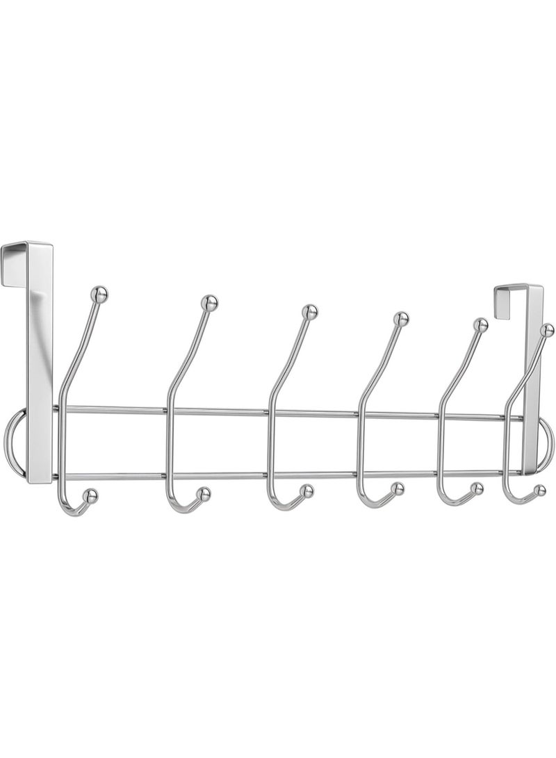 Metal Over Door Hanger with 6 Double Hooks – Stylish Silver Finish – Strong and Practical Organizer for Small Spaces - Image 2
