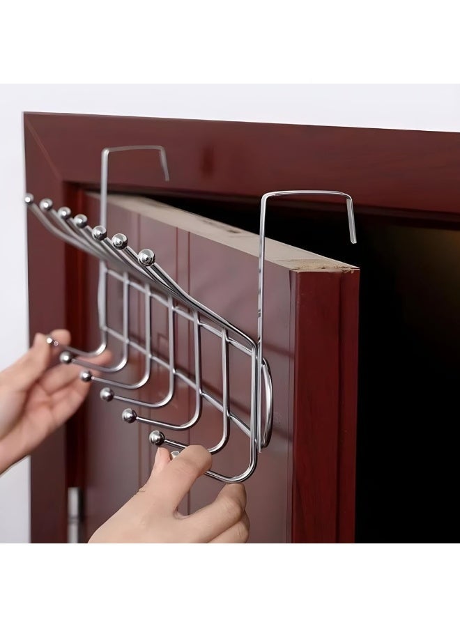 Metal Over Door Hanger with 6 Double Hooks – Stylish Silver Finish – Strong and Practical Organizer for Small Spaces - Image 3