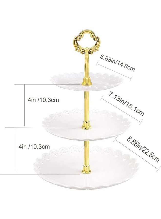 NIBEMINENT 1 Piece 3 Tier Cake Display Stand And Fruit Plate White - Image 5