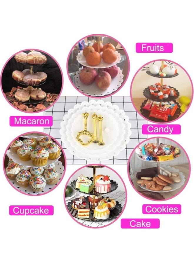 NIBEMINENT 1 Piece 3 Tier Cake Display Stand And Fruit Plate White - Image 4