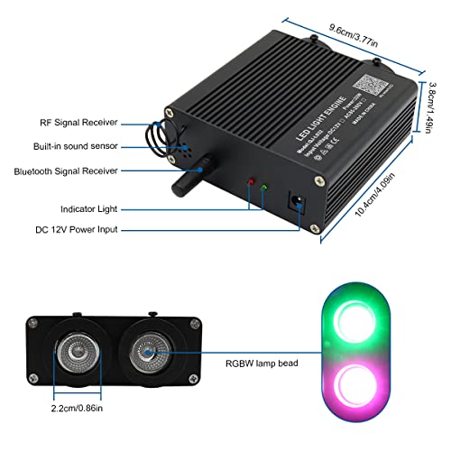 AKEPO New AKEPO 32W Dual-Head RGBW APP Control Different Color Fiber Optic Lights, 750pcs of Mixed Optical Fibers in 9.8ft+Music Activated Fiber Optic Star Ceiling Light Kit for Truck Headliner Star/Home - Image 5