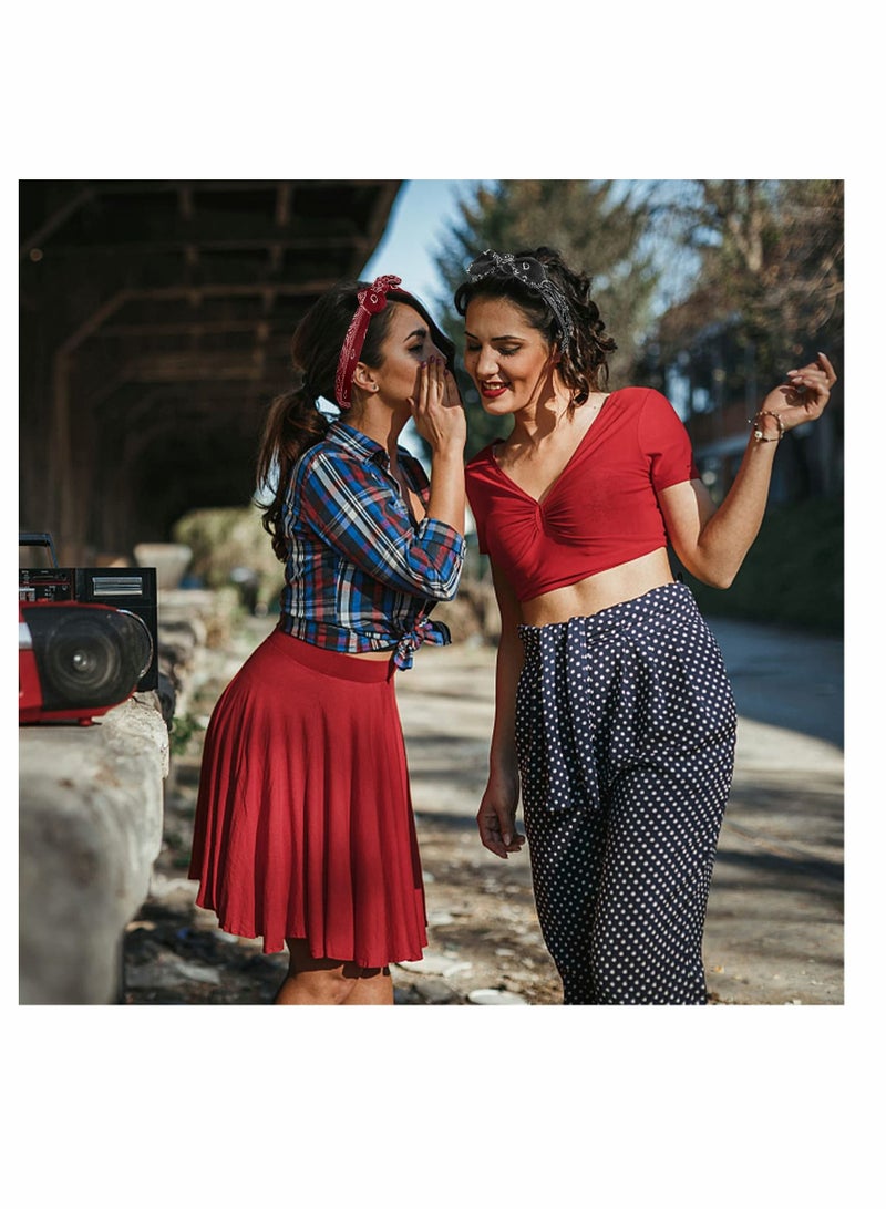 إسكدنيا Headbands for Women, Boho Rabbit Ear Wide Flower Printed Hair Band with Bows Fashion and Sport Accessories Women Girls (8 Pcs) - Image 5