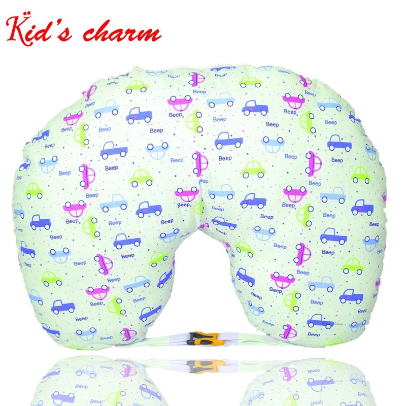 Kid's Charm مجموعة 3 قطع من سيارة الأطفال الساحرة | سرير قطن للأطفال 3 في 1 | وسادة رضاعة قطنية للأطفال 5 في 1 مع حزام أمان | قطن للأطفال 2 في 1 مع شبكة للبعوض للأطفال من 0-4 أشهر (أزرق) - Image 5