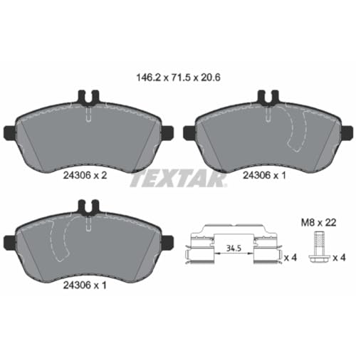 TEXTAR Semi-Metallic Disc Brake Pads for 10-11 Mercedes-Benz C250 - Image 3