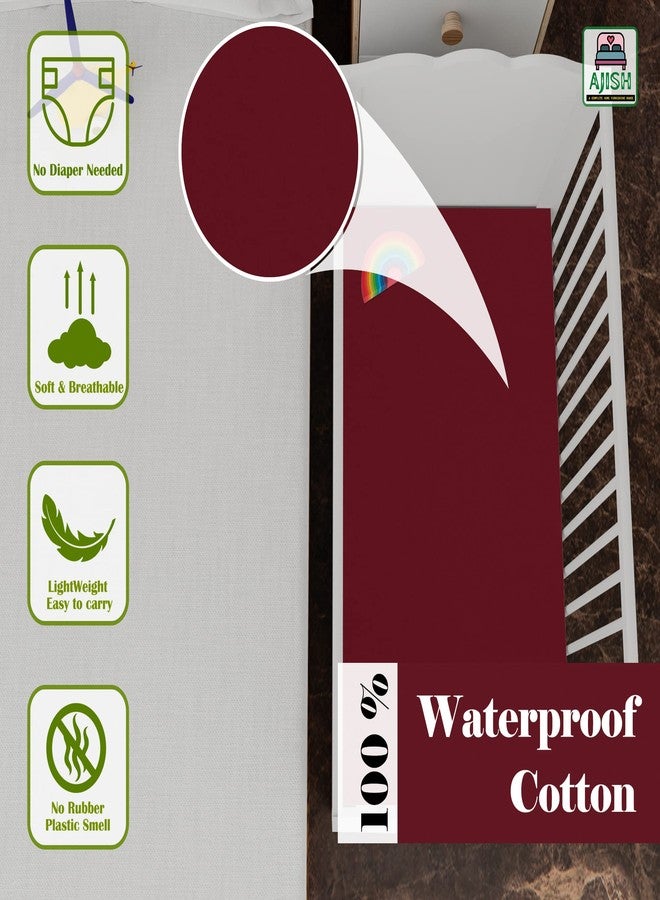 AJISH Baby Bed Protector Reusable, 100% Waterproof High Absorbent Faster Dry Sheet, Soft Cotton Fabric, Best for New Born Babies & Toddler Children, 70X100CM, Maroon, Medium - Pack of 1 - Image 3