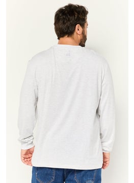 KANGOL Men Crew Neck Long Sleeves Heather T-Shirt, Light Grey  - Image 2