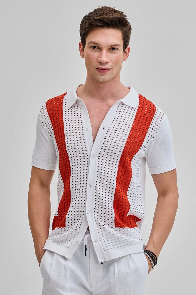 سنيتش قميص محبوك بألوان متدرجة أبيض