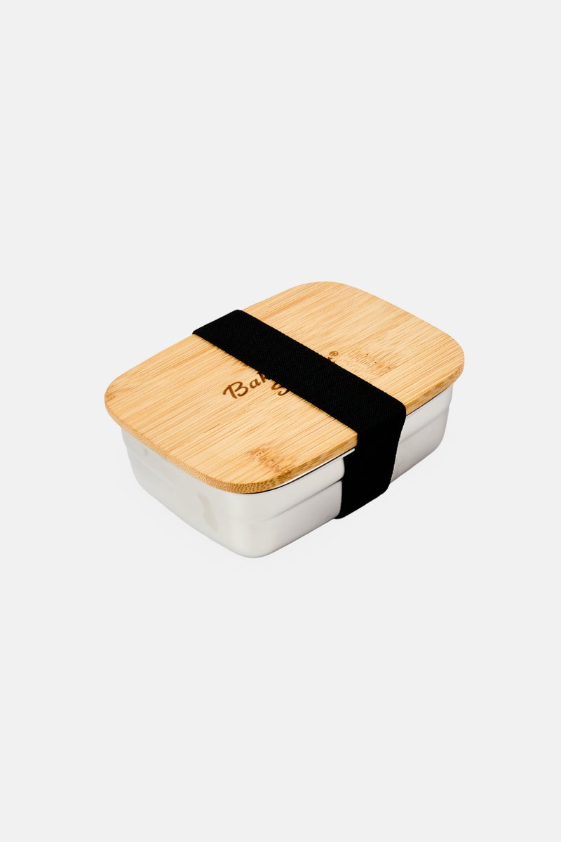 Baker's Secret Stainless Steel Lunch Box With Wooden Lid 350 ml, Multicolor - Image 1