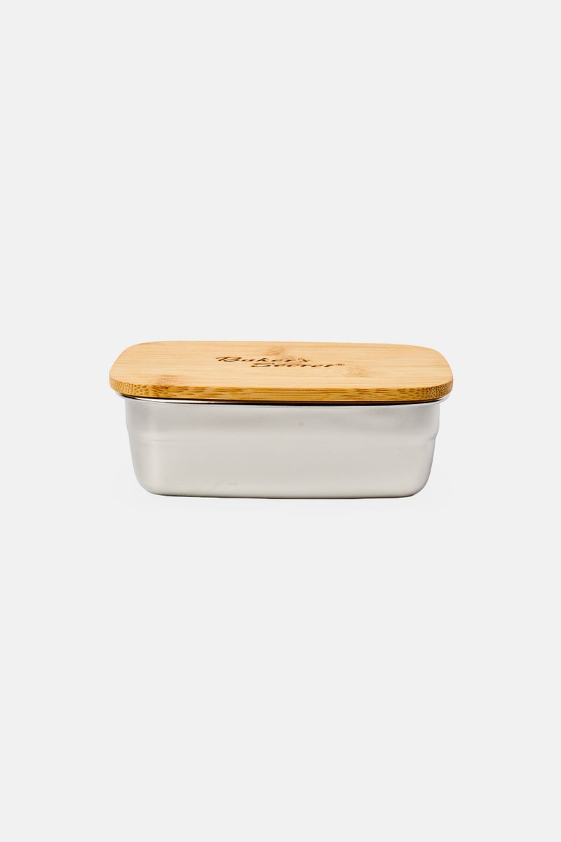 Baker's Secret Stainless Steel Lunch Box With Wooden Lid 350 ml, Multicolor - Image 3