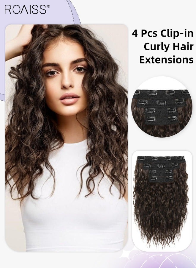 رويس وصلات شعر مجعدة، غير مرئية، قابلة للتعديل، متوسطة الطول، مقاومة للحرارة، للنساء والفتيات، أسود وبني، 30 سم (20 بوصة) - Image 1