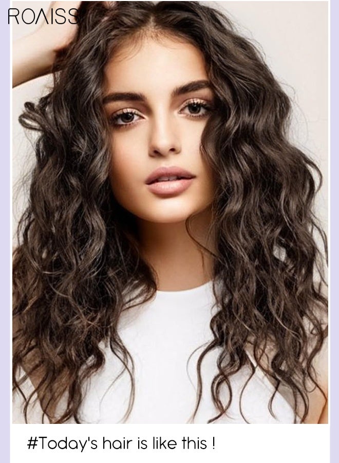 رويس وصلات شعر مجعدة، غير مرئية، قابلة للتعديل، متوسطة الطول، مقاومة للحرارة، للنساء والفتيات، أسود وبني، 30 سم (20 بوصة) - Image 5