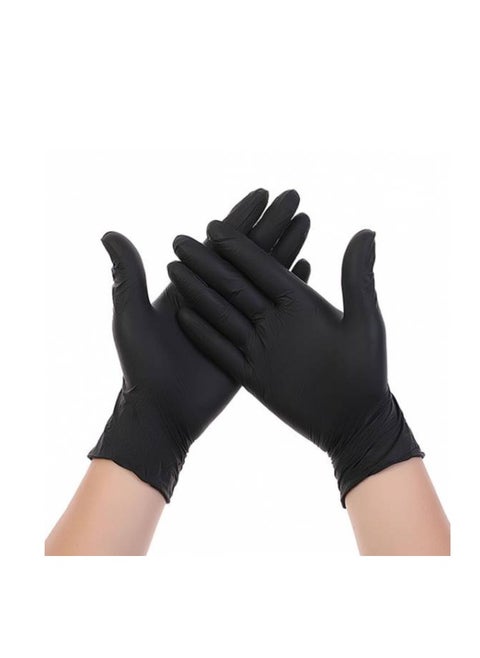 Nitrile Blended Gloves Synthetic, Powder Free Ambidextrous For SPA, Salon, Clinic, Lab. Restaurant, & Hotels (100 Gloves) (Black) (Medium)