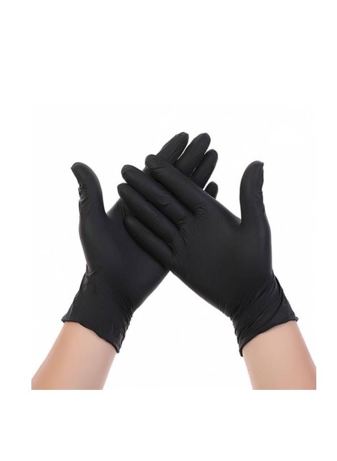 Nitrile Blended Gloves Synthetic, Powder Free Ambidextrous For SPA, Salon, Clinic, Lab. Restaurant, & Hotels (100 Gloves) (Black) (Medium)