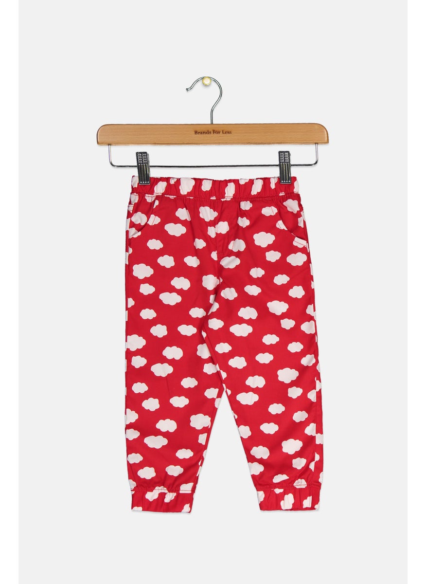 Tchibo Toddlers Girl All Over Print Pull On Pants, Red  - Image 1
