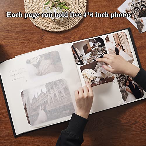 Pssoss Large DIY Scrapbook Photo Album 100 pages with Writing Space for 3x5 4x6 5x7 6x8 8x10 Pictures for Baby Wedding Family Children Anniversary Photo Album (Beige) - Image 3
