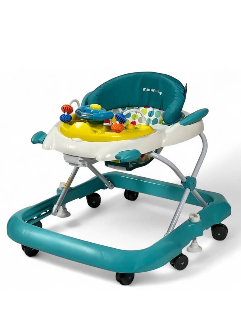 ماما لوف البدر مشاية  الفاخرة للأطفال مع طاولة ألعاب، مقعد مبطن مريح، قاعدة عريضة بثماني عجلات، ارتفاعات قابلة للتعديل، فرامل أمان سفلية، تصميم قابل للطي والتخزين، مناسبة للمواليد، للتعلم، آمنة,اللون بني - Image 1