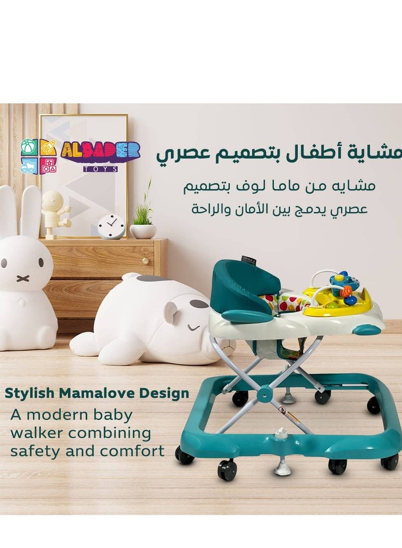 ماما لوف البدر مشاية  الفاخرة للأطفال مع طاولة ألعاب، مقعد مبطن مريح، قاعدة عريضة بثماني عجلات، ارتفاعات قابلة للتعديل، فرامل أمان سفلية، تصميم قابل للطي والتخزين، مناسبة للمواليد، للتعلم، آمنة,اللون بني - Image 5