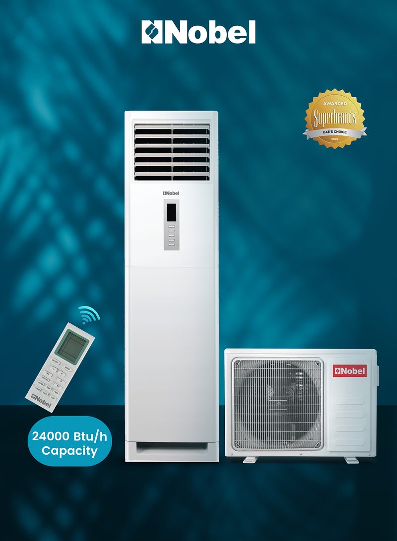 Nobel 2 Ton Floor Standing Air Conditioner, Rotary Compressor, T3 Climate, Gold Fin, 4-Way Swing, Auto Restart, R410A, (1 Year Warranty) 3200 W NFA24T white - Image 1