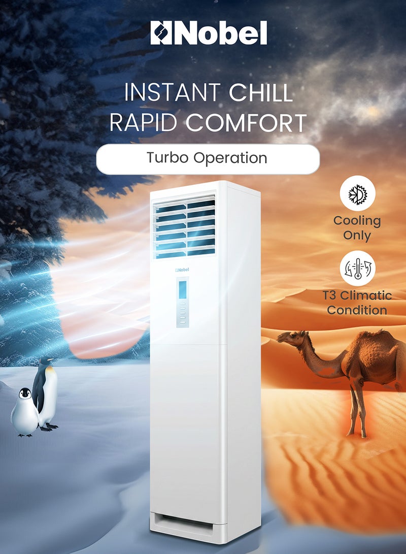 Nobel 2 Ton Floor Standing Air Conditioner, Rotary Compressor, T3 Climate, Gold Fin, 4-Way Swing, Auto Restart, R410A, (1 Year Warranty) 3200 W NFA24T white - Image 3