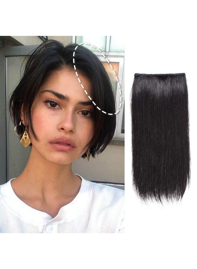 FEIPRO Clip In Human Hair Extensions Invisible Hairpin Hair Add Women Hair Volume Short Silky Straight Real Remy Hair Thick Double Weft One Piece Hairpieces For Thin Hair 8 Inch1B Natural Black - Image 1