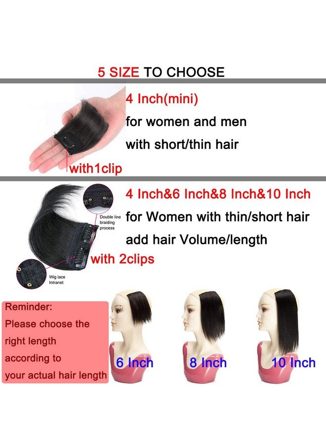 FEIPRO Clip In Human Hair Extensions Invisible Hairpin Hair Add Women Hair Volume Short Silky Straight Real Remy Hair Thick Double Weft One Piece Hairpieces For Thin Hair 8 Inch1B Natural Black - Image 4