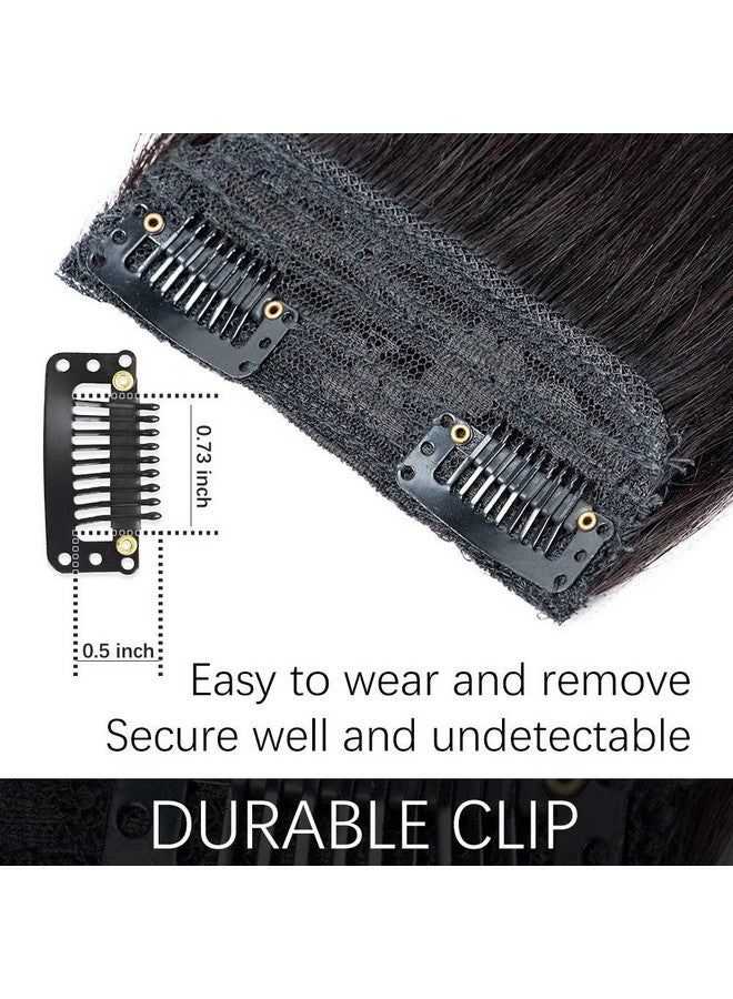 FEIPRO Clip In Human Hair Extensions Invisible Hairpin Hair Add Women Hair Volume Short Silky Straight Real Remy Hair Thick Double Weft One Piece Hairpieces For Thin Hair 8 Inch1B Natural Black - Image 3