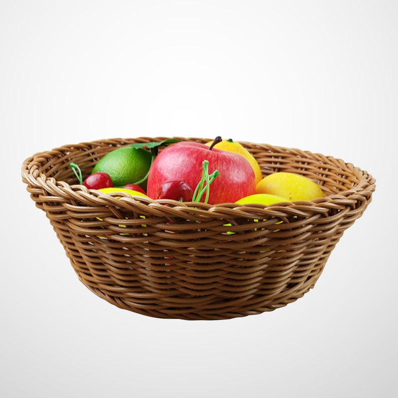 🍳 سلة تخزين مستديرة كبيرة الحجم لتنظيم الفواكه والخضروات والوجبات الخفيفة من البلاستيك بتصميم مشبك يشبه الخوص - Image 3