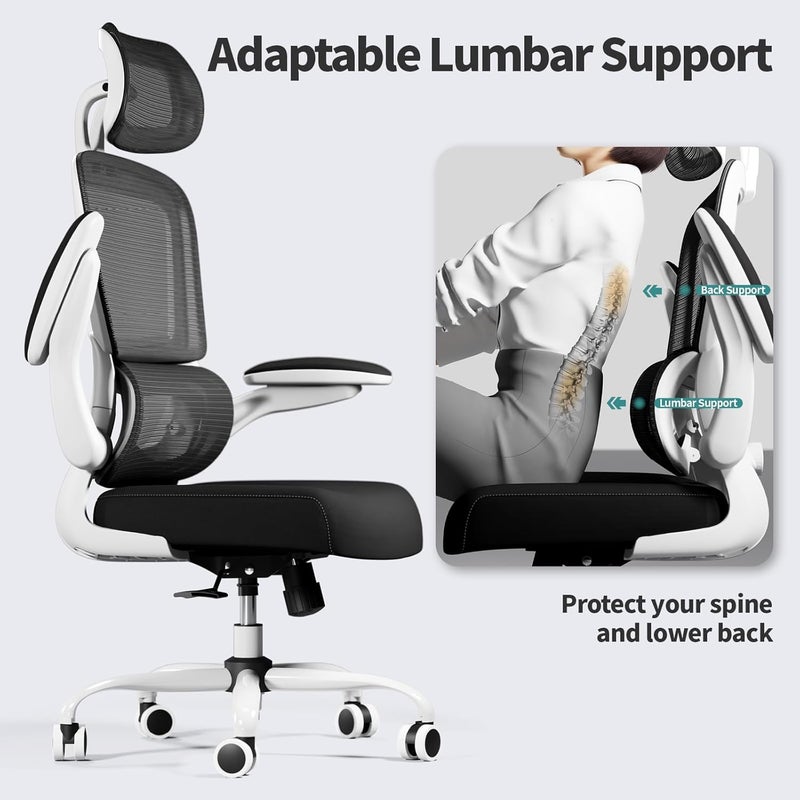 TRALT Office Chair Ergonomic Desk Chair, 330 LBS Home Mesh Office Desk Chairs with Wheels, Comfortable Gaming Chair, High Back Office Chair for Long Hours (Black) (Light White +Light Black) - Image 5