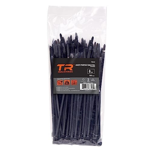 TR Industrial Multi-Purpose UV Resistant Black Cable Ties, 8 inches, 100 Pack - Image 1
