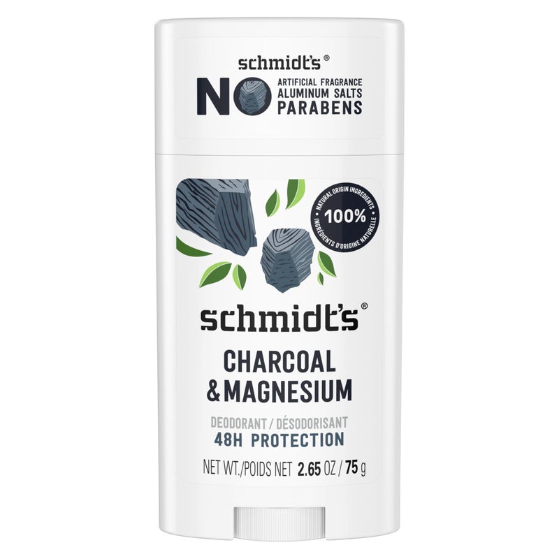 Schmidt's Aluminum-Free Vegan Deodorant Charcoal & Magnesium with 24 Hour Odor Protection, for Women and Men, Natural Ingredients, Cruelty-Free, 2.65 oz - Image 1