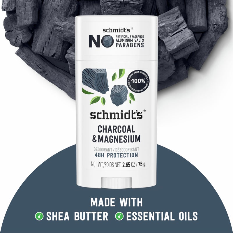 Schmidt's Aluminum-Free Vegan Deodorant Charcoal & Magnesium with 24 Hour Odor Protection, for Women and Men, Natural Ingredients, Cruelty-Free, 2.65 oz - Image 4
