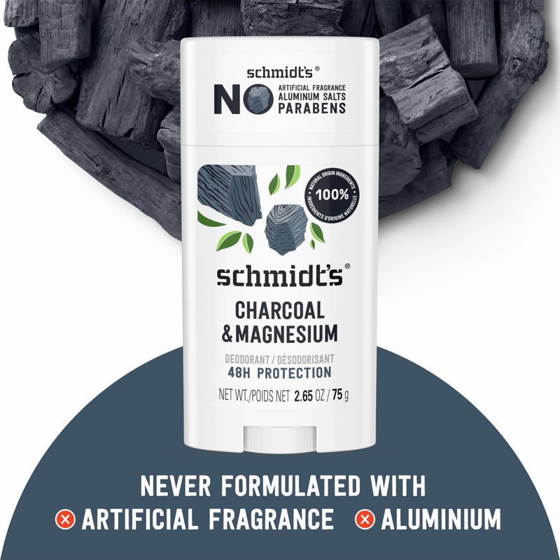 Schmidt's Aluminum-Free Vegan Deodorant Charcoal & Magnesium with 24 Hour Odor Protection, for Women and Men, Natural Ingredients, Cruelty-Free, 2.65 oz - Image 5