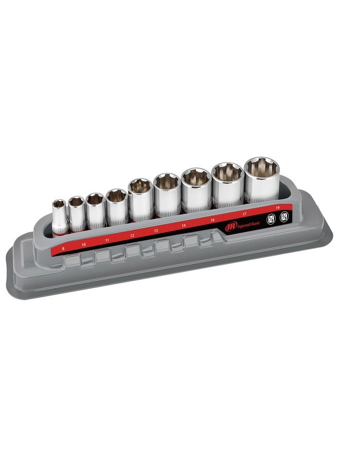 Ingersoll Rand Hand Tools Ingersoll Rand 9 Piece Tech Solutions Metric Non-Slip Socket Set, Sizes: 8-19mm, Patented Twist Design for Tighter Grip as Sockets Turn, with Thermoform Organizer Tray - 752039X - Image 1