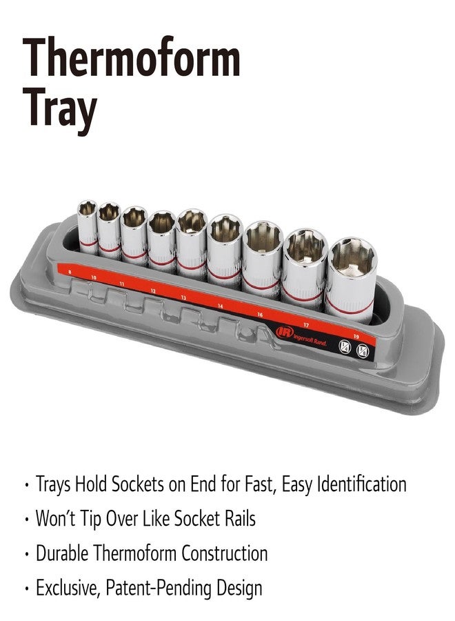 Ingersoll Rand Hand Tools Ingersoll Rand 9 Piece Tech Solutions Metric Non-Slip Socket Set, Sizes: 8-19mm, Patented Twist Design for Tighter Grip as Sockets Turn, with Thermoform Organizer Tray - 752039X - Image 5