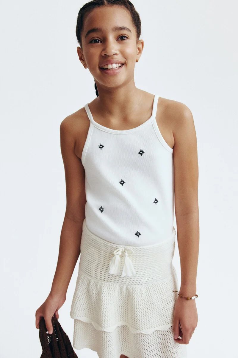 H&M Ribbed cotton strappy top