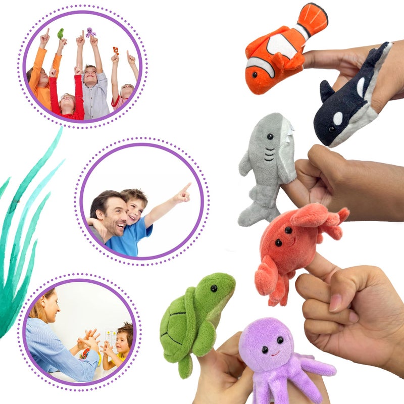 Justqunseen 6Pcs Finger Puppets Set  Cute Sea Animal Finger Puppet For Role-Playing Mini Hand Puppets Suitable For Kids Sea Animal Puppets For Storytelling  Realistic Finger Puppet For Toddlers. - Image 4
