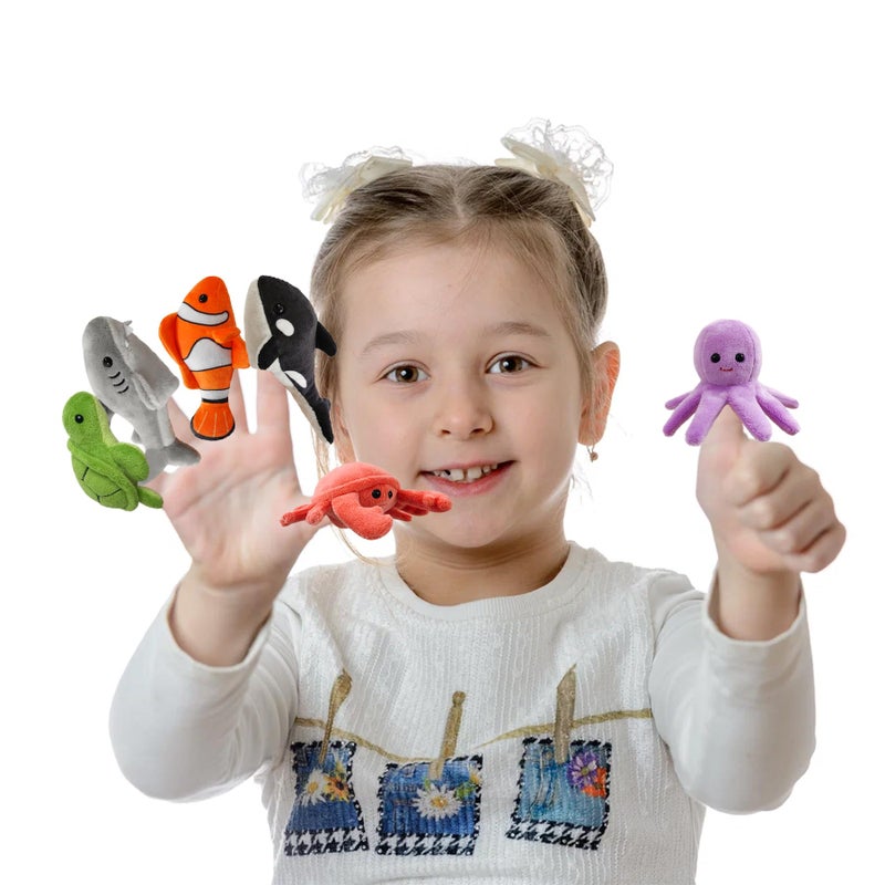 Justqunseen 6Pcs Finger Puppets Set  Cute Sea Animal Finger Puppet For Role-Playing Mini Hand Puppets Suitable For Kids Sea Animal Puppets For Storytelling  Realistic Finger Puppet For Toddlers. - Image 5